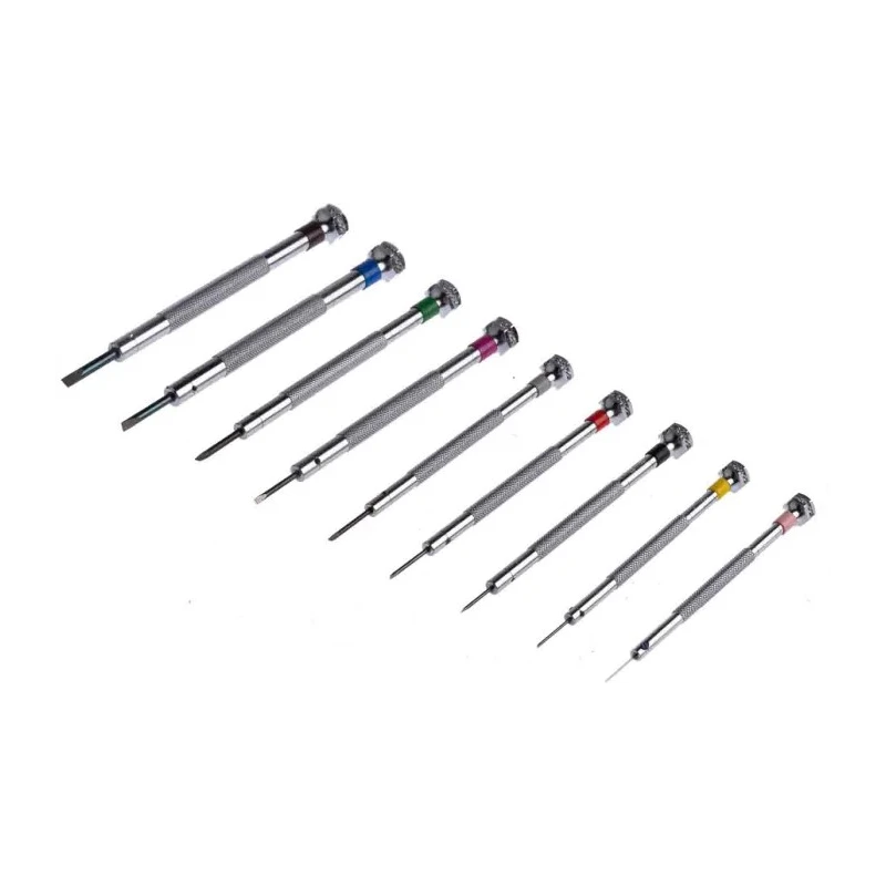 RS PRO Slotted Precision Screwdriver Set 9-Piece Tip Sizes 0.6 to 3 mm with Carousel Storage 243-291