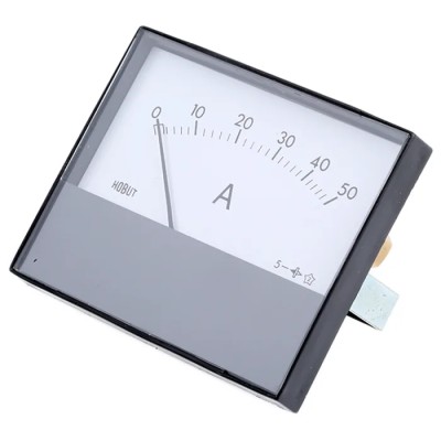 HOBUT Analogue Panel Ammeter 50 A DC, Moving Magnet, 63.5 mm x 62.5 mm Cutout, ±8 % Accuracy R68M-50A-001