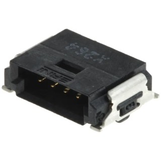 ERNI MiniBridge Series Right Angle Surface PCB Header 4 Contacts 1.27 mm Pitch 1 Row Shrouded 214012 / 214012-E