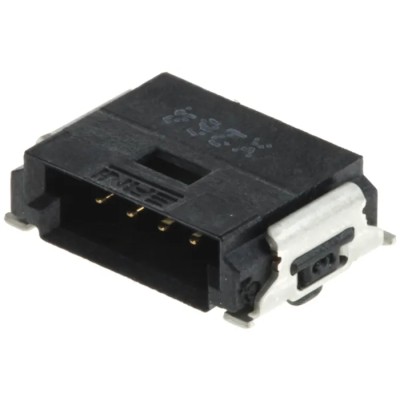 ERNI MiniBridge Series Right Angle Surface PCB Header 4 Contacts 1.27 mm Pitch 1 Row Shrouded 214012 / 214012-E