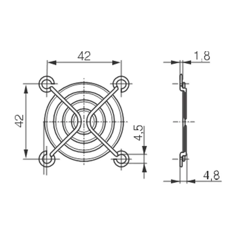 ebm-papst Steel Finger Guard for 50 mm Fans, 42 mm Hole Spacing, Grey 42 x 42 x 4.8 mm LZ31