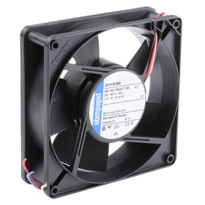 ebm-papst 5200 N Series Axial Fan, 24V DC, 17.5W, 730mA, 340m³/h, 4900rpm, IP68/IP54, 127mm Square Frame 5214N/2HH