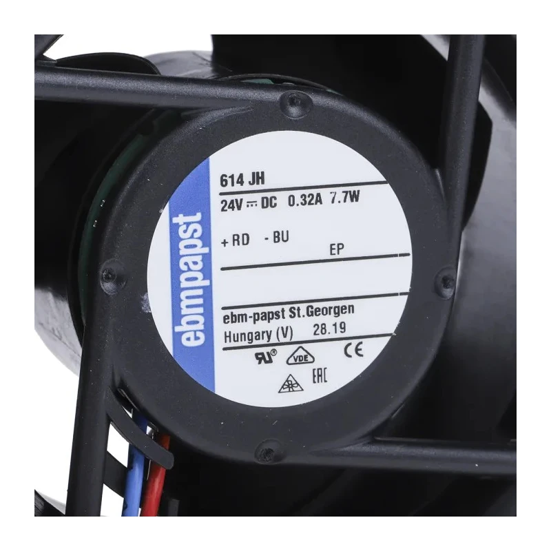 ebm-papst 600 J Series Ball Bearing Axial Fan 24V DC, 7.7W, 70 m³/h Airflow, 11700 RPM, IP20 