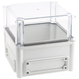 Fibox Flanged EK Series Grey Transparent Lid Polycarbonate Electrical Enclosure 180 mm x 190 mm x 190 mm IP66 IP67 IK08 