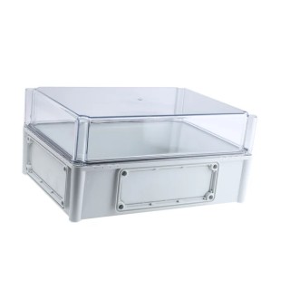Fibox Flanged EK Series Grey Transparent Lid Polycarbonate Enclosure IP67 IP66 IK08 180 mm x 380 mm x 280 mm 