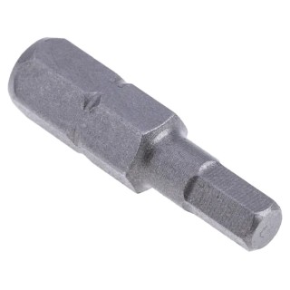 RS PRO Hex Screwdriver Bit Chrome Vanadium Steel 0.25 mm Drive Size Hex 4 Tip 25 mm Overall Length 253-201