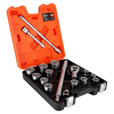Bahco 17-Piece 3/4 in Standard Socket Set, Alloy Steel, Chrome Finish, 22-50 mm SLX 17