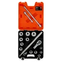 Bahco 17-Piece 3/4 in Standard Socket Set, Alloy Steel, Chrome Finish, 22-50 mm SLX 17