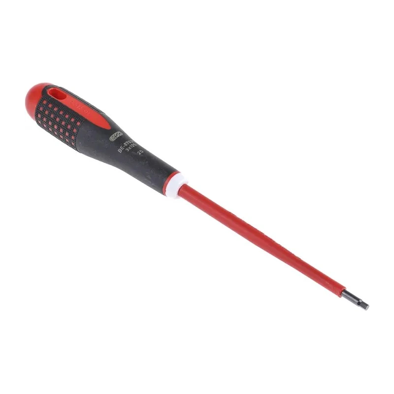 Bahco Hexagon Screwdriver with 3 mm Tip, 125 mm Alloy Steel Blade, Ergonomic Bi-Material Handle, VDE 1000V Insulated BE-8703S