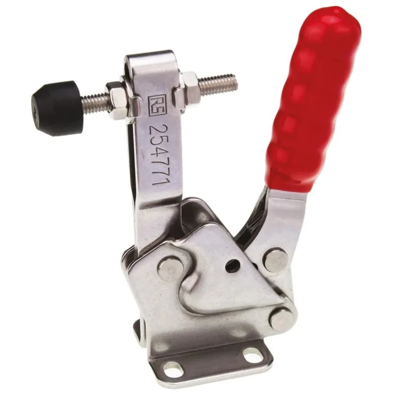 RS PRO 94° x 20 mm Horizontal Handle Toggle Clamp Stainless Steel Chrome Finish 150kg Holding Force 254-771