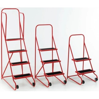 RS PRO 3 Tread Rubber and Steel Steps Ladder with 0.75m Platform Height, Red, Model 251-980