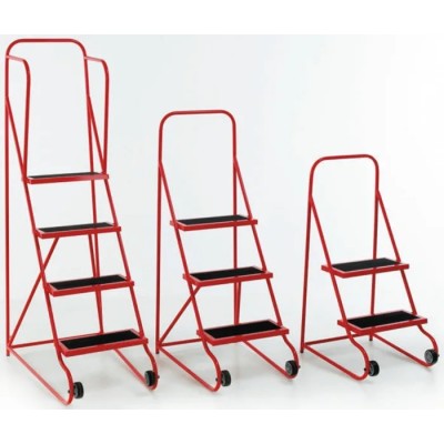 RS PRO 3 Tread Rubber and Steel Steps Ladder with 0.75m Platform Height, Red, Model 251-980