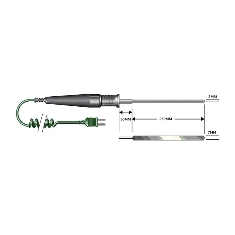 RS PRO Type K Flat Head Air Temperature Probe, 300 mm Length, 7 mm Diameter, 450 °C Max 255-566