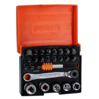 Bahco Screwdriver Bit Set Slotted Hex Torx Phillips Pozidriv Alloy Steel 26 Pieces 2058/S26