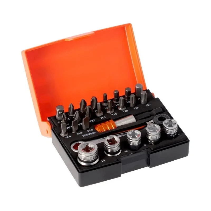 Bahco Screwdriver Bit Set Slotted Hex Torx Phillips Pozidriv Alloy Steel 26 Pieces 2058/S26