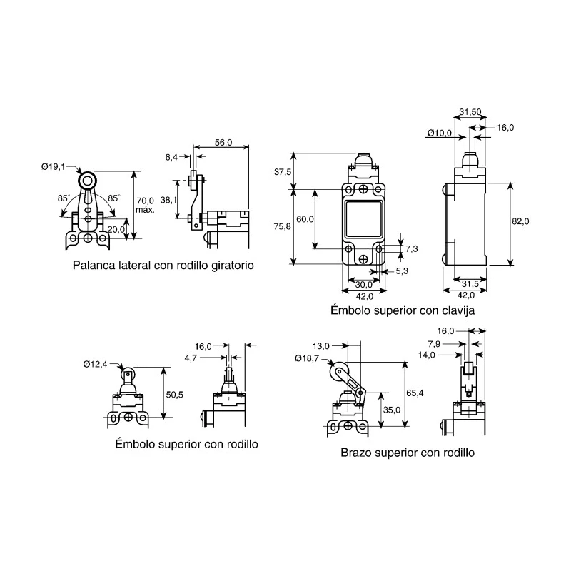 Honeywell Technologies GSS Series Plunger Limit Switch, SPST Contact, IP67 Metal Housing, 600V AC, 6A GSAC01C