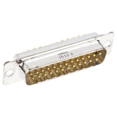 Provertha TMC 25 Way Straight Panel Mount D-Sub Connector Male 1.25kV 7.5A Metal Housing 023129