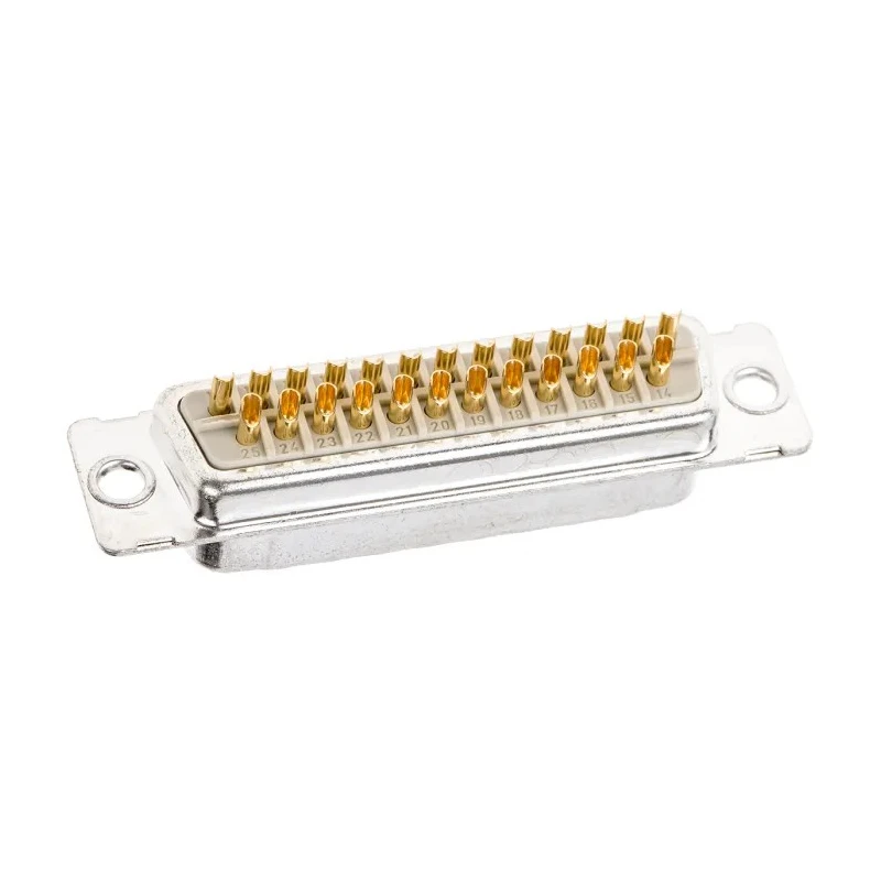 Provertha TMC 25 Way Straight Panel Mount D-Sub Connector Male 1.25kV 7.5A Metal Housing 023129