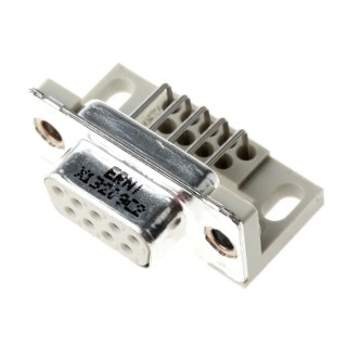 Provertha TMC 9 Way Right Angle 2.84 mm Pitch Through Hole D-Sub Connector with Guide Frame Female 003644