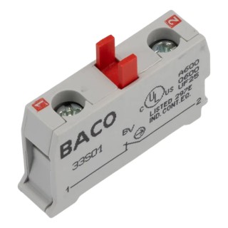 BACO BACO Series Contact Block, 600V, 1 NC, Screw Terminal, 10A Current Rating 33S01
