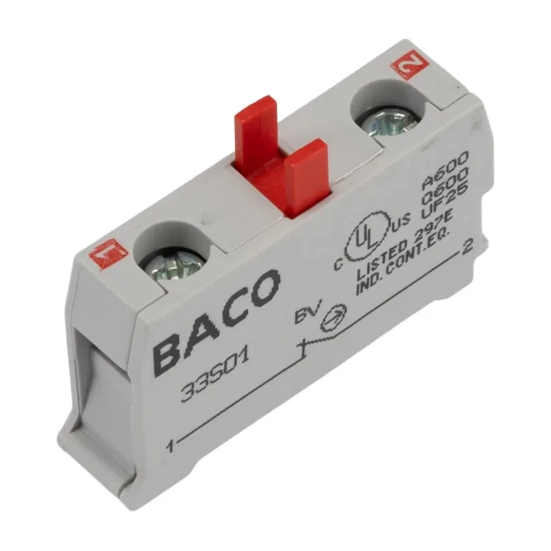 BACO BACO Series Contact Block, 600V, 1 NC, Screw Terminal, 10A Current Rating 33S01
