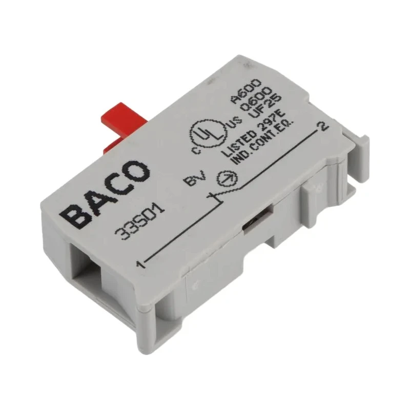 BACO BACO Series Contact Block, 600V, 1 NC, Screw Terminal, 10A Current Rating 33S01