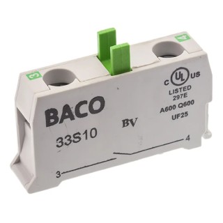 BACO BACO Series Contact Block, 600V, 10A, Screw Terminal, 1 NO Contact Configuration Model 33S10