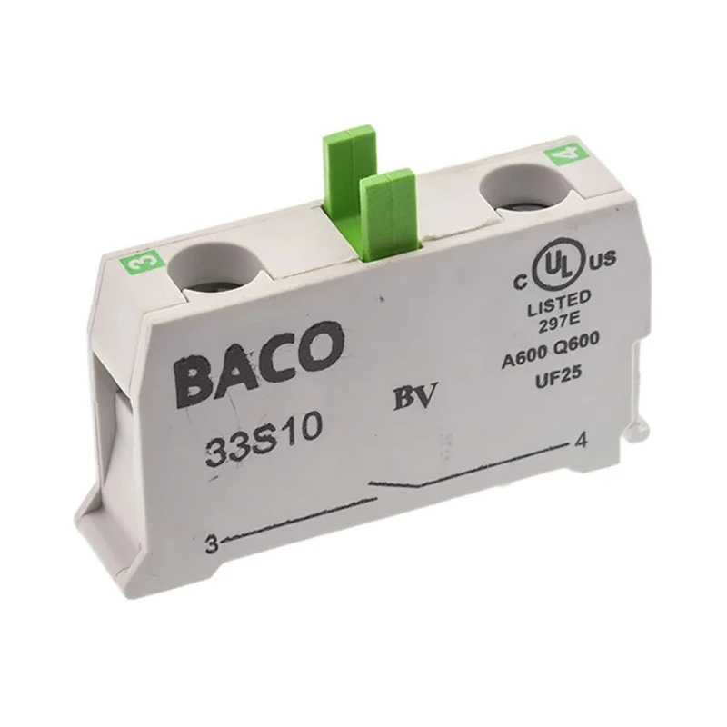 BACO BACO Series Contact Block, 600V, 10A, Screw Terminal, 1 NO Contact Configuration Model 33S10