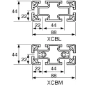 FlexLink Silver Aluminium Strut Profile 44 x 88 mm 11 mm Groove 2 m Length Series XC XCBM 2X44X88