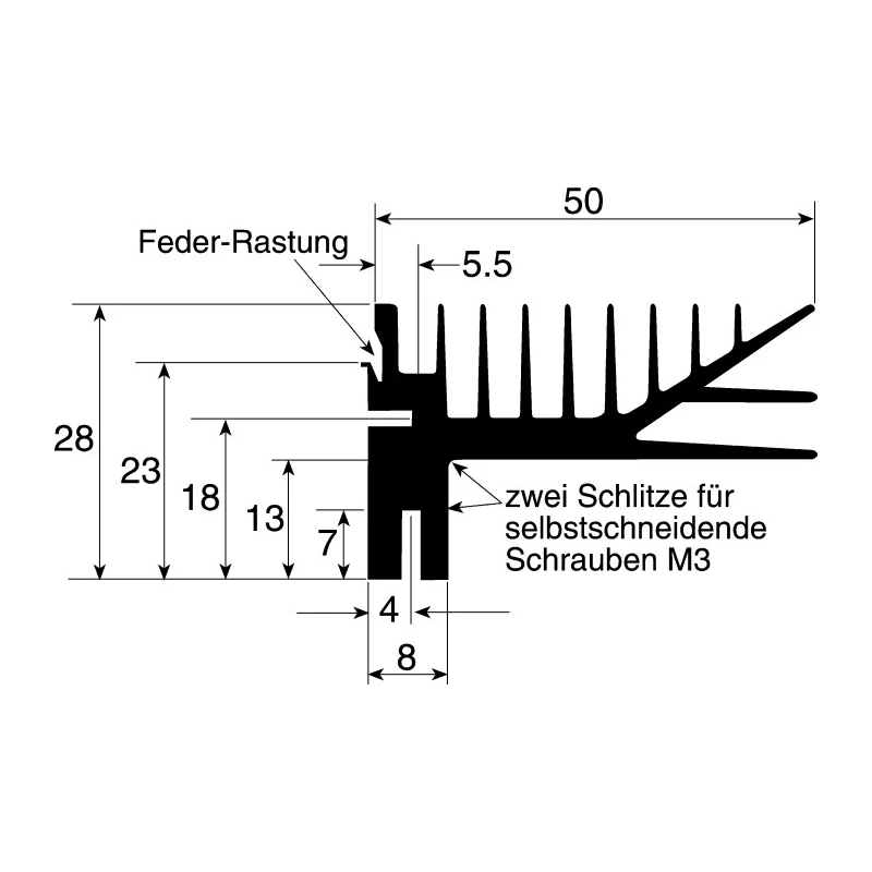 AAVID THERMALLOY Heatsink for LEDs, Electronic Components, PCBs 5.1°C/W Thermal Resistance 28 mm Height 50 mm Width 437469