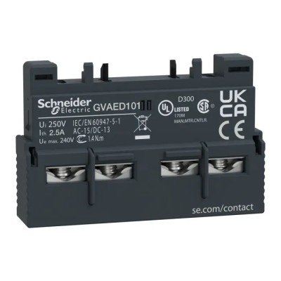 Schneider Electric Auxiliary Contact, 2 Contact, 2 NO, TeSyS GV, Front Mount, 2.5 A, 250V GVAED101