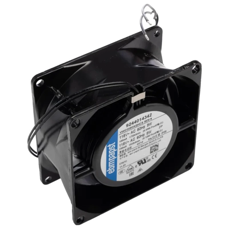 ebm-papst 8000 N Series Axial Fan 115V AC 8W 70mA Max IP65 80x80x38 mm 