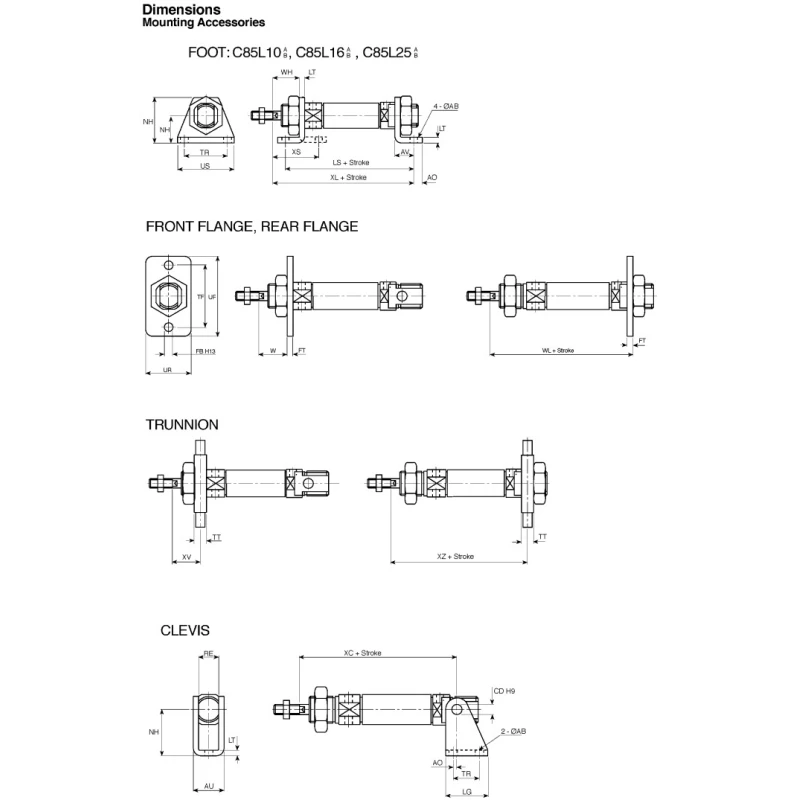SMC 50 mm Pneumatic Piston Rod Cylinder Double Acting Aluminium Alloy Body CD85 