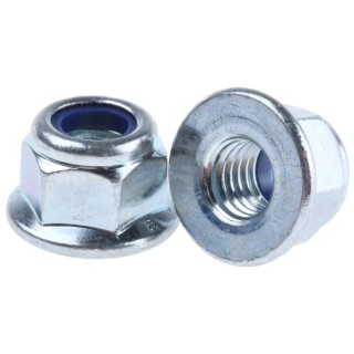 RS PRO Bright Zinc Steel Self-Locking Hex Flanged Nut M8, Nylon Insert, DIN 6926, 13mm Width, 8mm Height 275-620