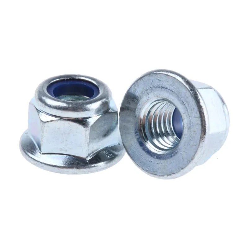 RS PRO Bright Zinc Steel Self-Locking Hex Flanged Nut M8, Nylon Insert, DIN 6926, 13mm Width, 8mm Height 275-620