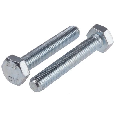 RS PRO Bright Zinc Plated Steel Hex Bolt M10 x 60 mm 8.8 Grade DIN 933 276-207