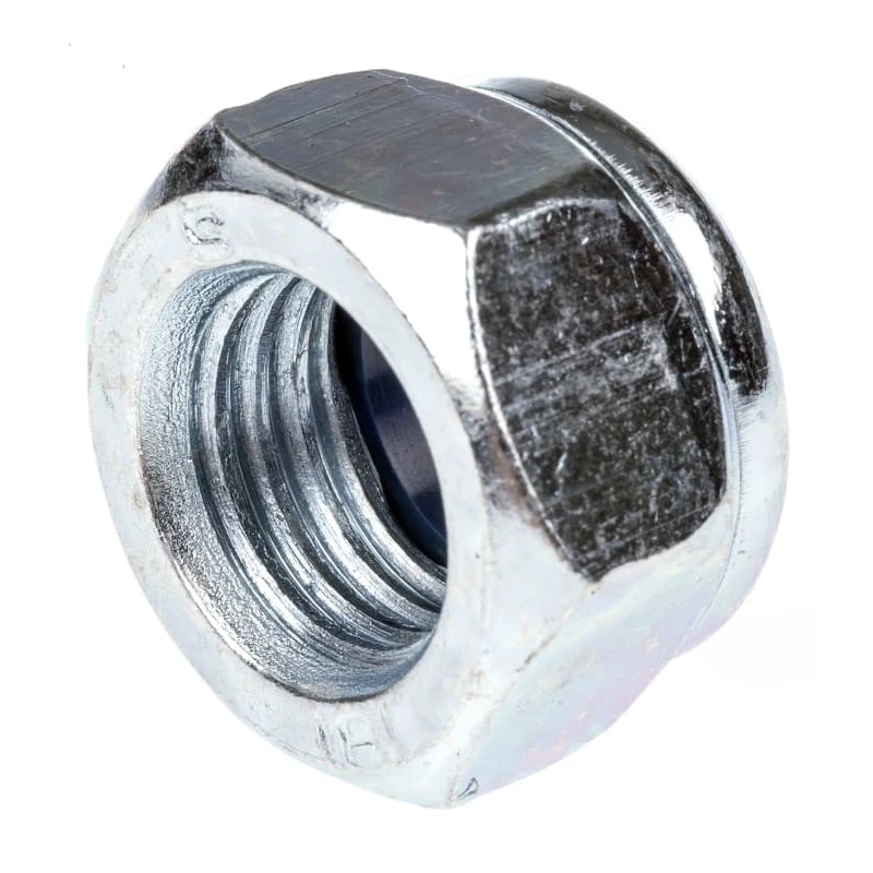 RS PRO Bright Zinc Steel Locknut M16, Nylon Insert, DIN 982, Width 24mm, Overall Height 18mm 276-780