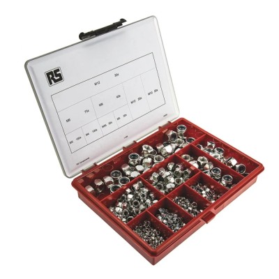 RS PRO Steel Self-Locking Nuts Box, 495 Pieces 278-095