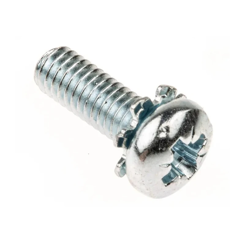 RS PRO Pan Head Pozidriv Sems Screw M4 Thread Size, 16 mm Length, Bright Zinc Steel Finish 278-691