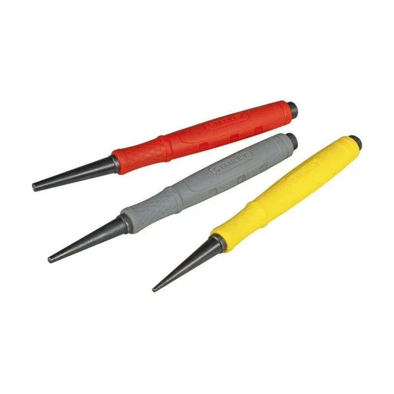 Stanley 3-Piece Pin Punch Set, Steel, 2.4mm Shank Diameter, 571.5mm Overall Length 0-58-930