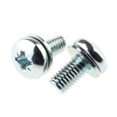 RS PRO M5 x 10 mm Bright Zinc Steel Pan Head Pozidriv SEMS Screw with Plain Washer 278-916