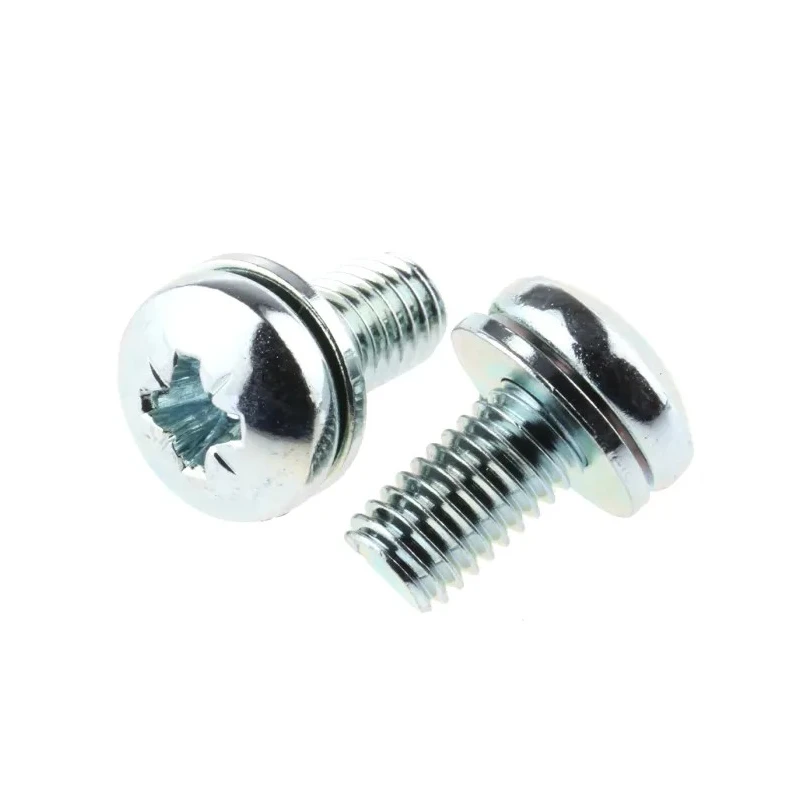 RS PRO M5 x 10 mm Bright Zinc Steel Pan Head Pozidriv SEMS Screw with Plain Washer 278-916