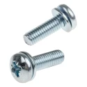 RS PRO x 16 mm Bright Zinc Steel Pan Head Sems Screw with Plain Washer 278-922