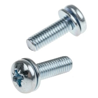 RS PRO x 16 mm Bright Zinc Steel Pan Head Sems Screw with Plain Washer 278-922