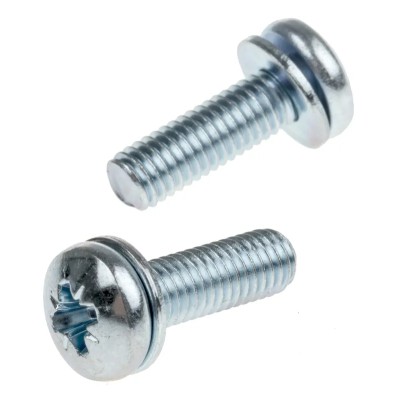 RS PRO x 16 mm Bright Zinc Steel Pan Head Sems Screw with Plain Washer 278-922