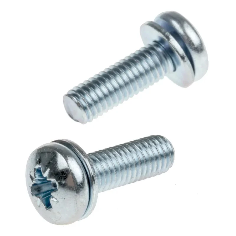 RS PRO x 16 mm Bright Zinc Steel Pan Head Sems Screw with Plain Washer 278-922