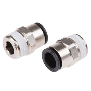Legris Pneumatic Fitting LF3000 Series Male Threaded-to-Tube Push-in 3/8 in R 10mm Nickel Plated Brass LF3000