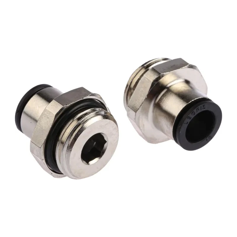 Legris Pneumatic Fitting LF3000 Series Male 1/2 in G Threaded-to-Tube, Push-in 10 mm Nickel Plated Brass 80°C 20 bar LF3000