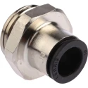 Legris Pneumatic Fitting LF3000 Series Male 1/2 in G Threaded-to-Tube, Push-in 10 mm Nickel Plated Brass 80°C 20 bar LF3000