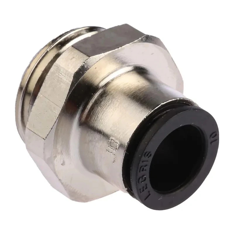 Legris Pneumatic Fitting LF3000 Series Male 1/2 in G Threaded-to-Tube, Push-in 10 mm Nickel Plated Brass 80°C 20 bar LF3000